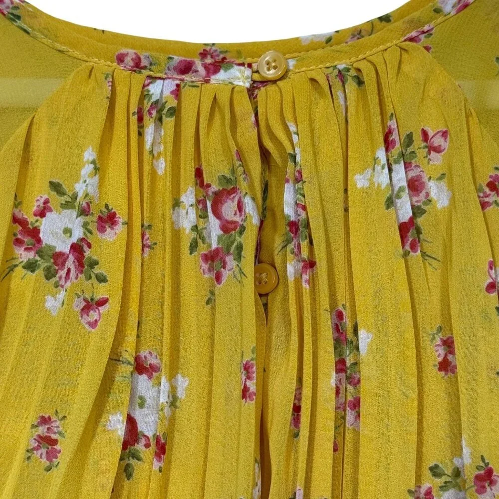 Baby Gap Chiffon Pleated Dress Yellow Floral Print Toddler Girls 5Y‎